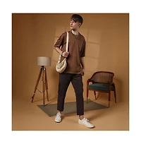 Campus Sutra Men's Chocolate Brown Solid Oversized T-Shirt