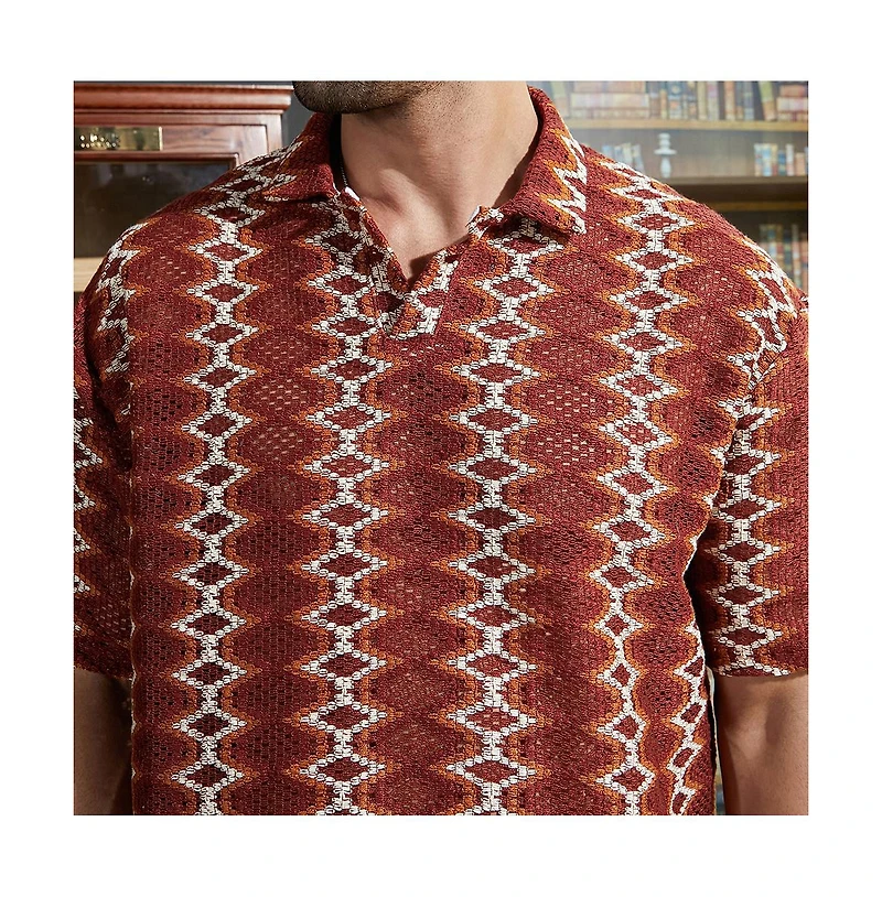 Campus Sutra Men's Burnt Sienna Folk-Logenze Oversized Polo T-Shirt