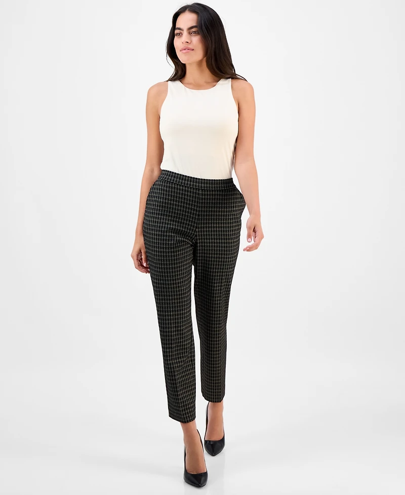 Ak Anne Klein Petite Mid-Rise Straight-Leg Ankle Pants