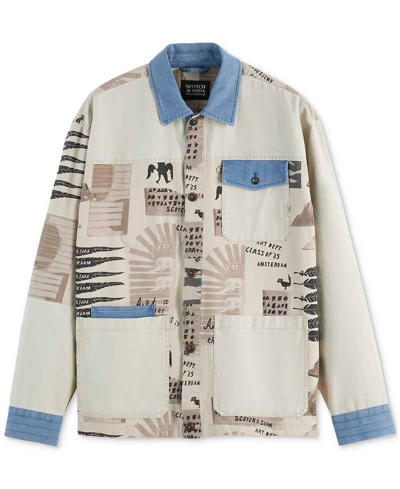 Scotch & Soda Men's Printed Colorblocked Shirt