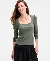 On 34th Women's Square-Neck Puff-Sleeve Top, Exclusively at Macy's