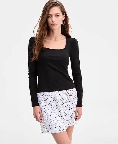 On 34th Women's Square-Neck Puff-Sleeve Top, Exclusively at Macy's