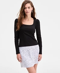 On 34th Women's Square-Neck Puff-Sleeve Top, Exclusively at Macy's
