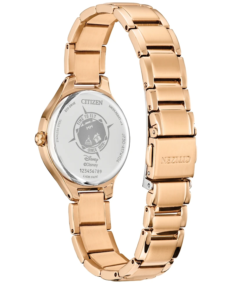 Citizen Eco-Drive Women's Disney Mickey & Minnie Take Paris Rose Gold-Tone Stainless Steel Bracelet Watch 29mm