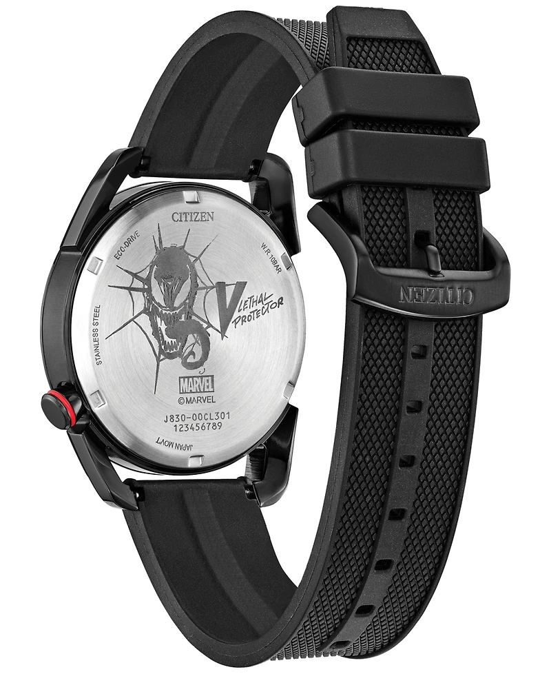 Citizen Eco-Drive Men's Marvel Venom Lethal Protector Black Polyurethane Strap Watch 42mm Box Set