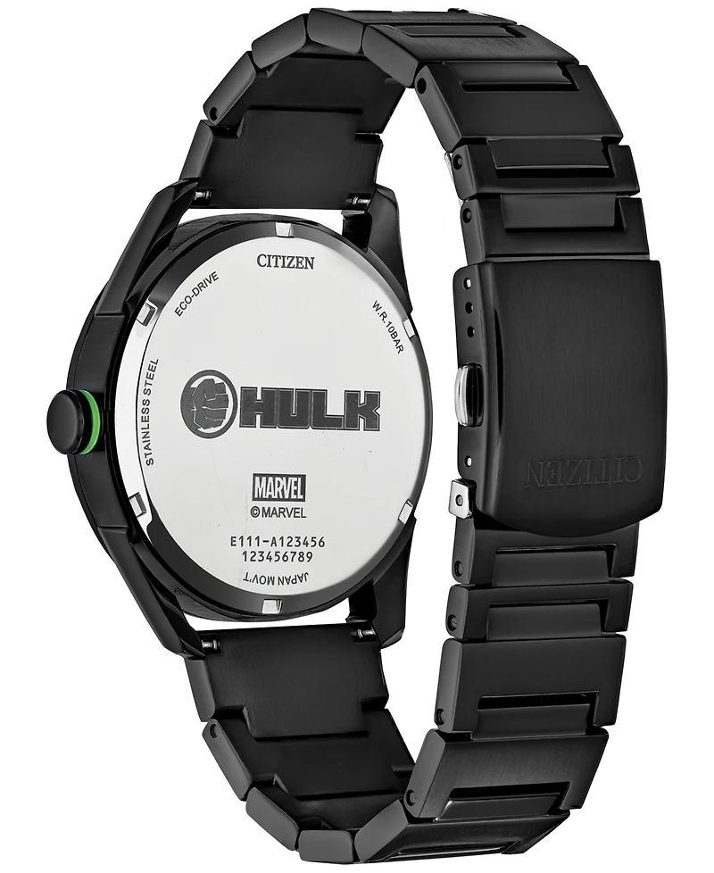 Citizen Eco-Drive Men's Marvel Hulk Green Goliath Black-Tone Stainless Steel Bracelet Watch 42mm