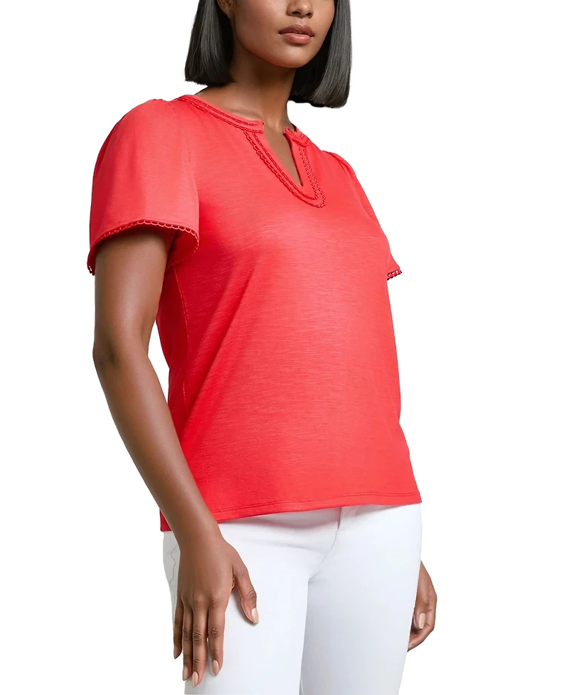Jones New York Women's Split Neck Trim Top