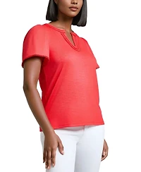 Jones New York Women's Split Neck Trim Top