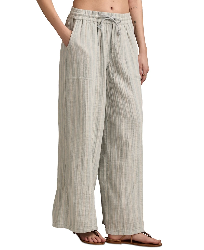 Lucky Brand Women's Striped Cotton Gauze Drawstring Pants
