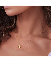 Puffed Heart Necklace & Stud Earrings Set