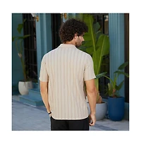 Campus Sutra Men's Saltbox Beige Wicker-Tactile Polo T-Shirt