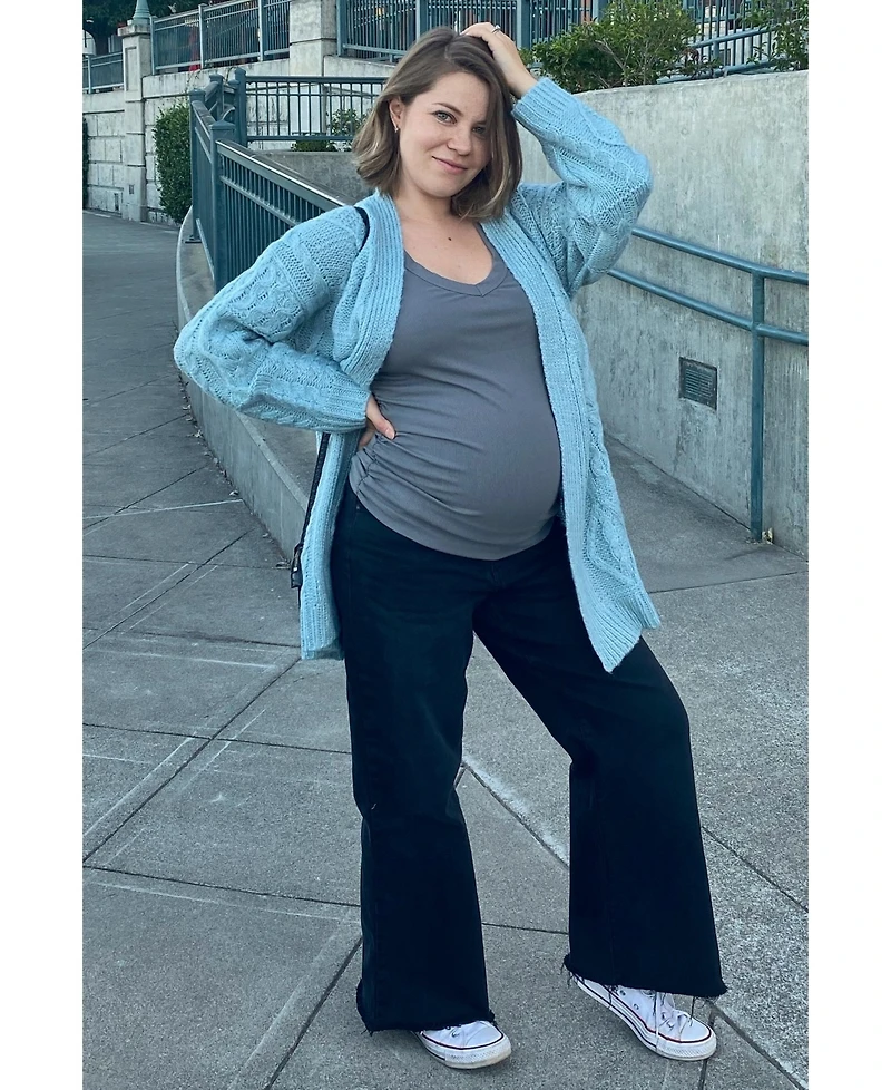 Pinkblush Maternity Black Wide Leg Raw Hem Jeans