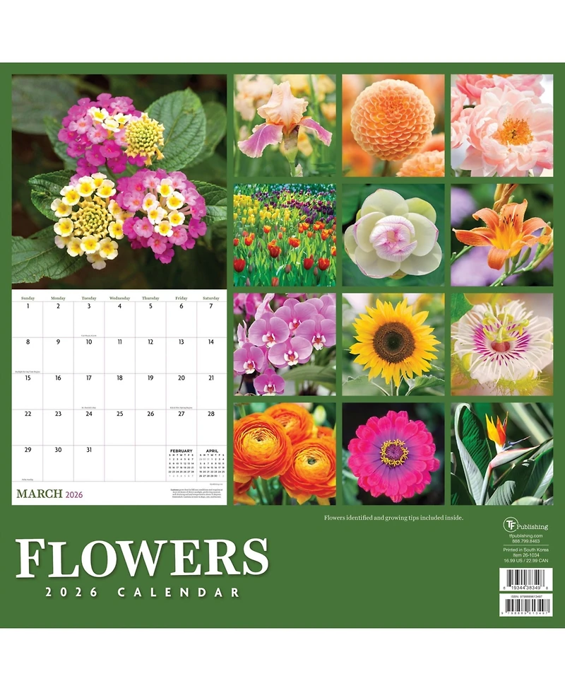 2026 Flowers Wall Calendar
