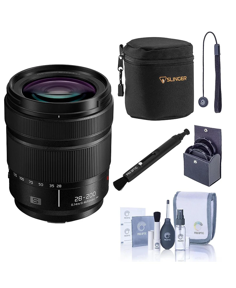 Panasonic Lumix S 28-200mm f/4-7.1 Macro O.i.s. Lens, Bundle with Small Lens Case, 67mm Filter Kit, Lens Cleaner, Cleaning Kit and Lens Cap Tether