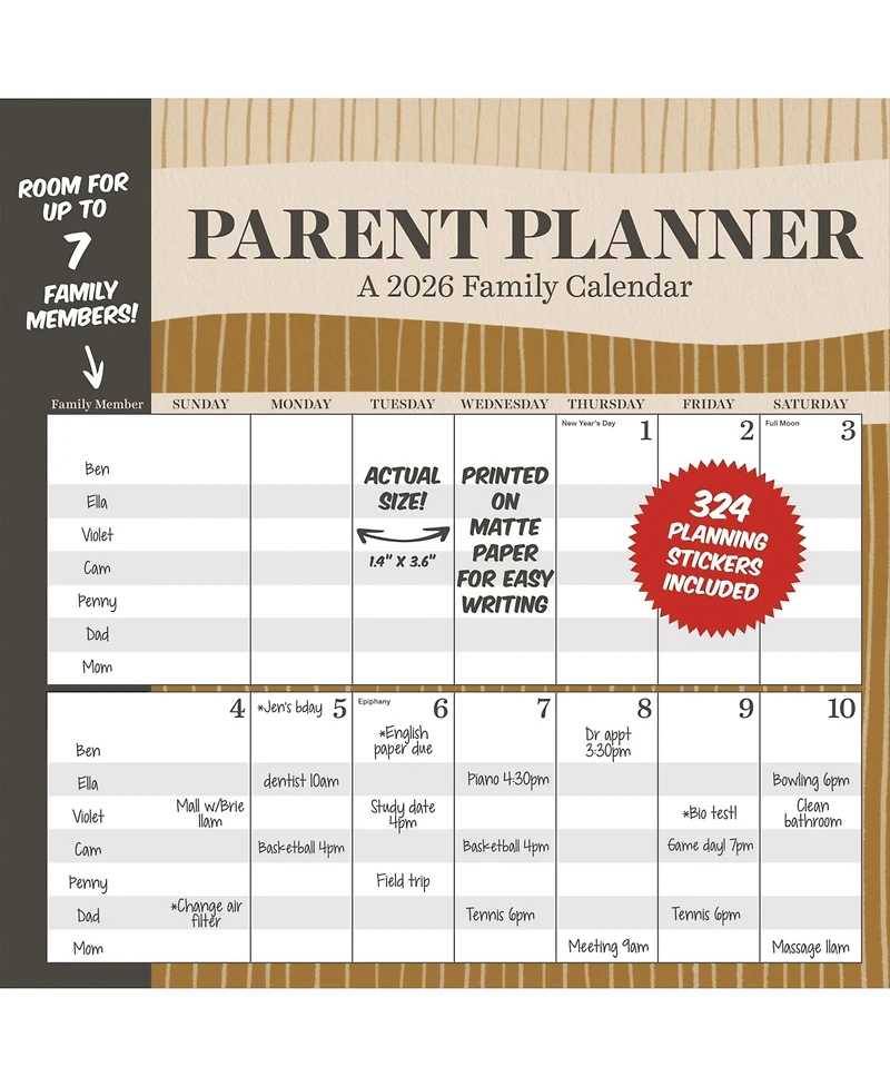 2026 Parent Planner Wall Calendar