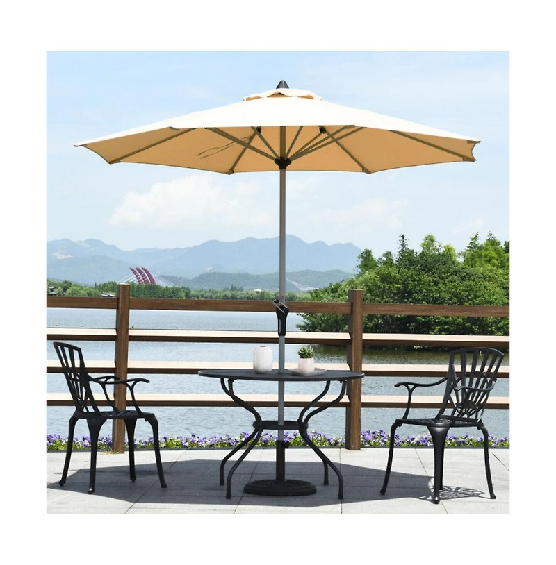 9 Feet Patio Outdoor Market Umbrella with Aluminum Pole without Weight Base