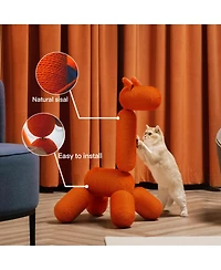Hausource 33.46" Large Giraffe Cat Tree Tower Modern Cat Climb Toy Play Center for Kittens Small Cats, Orange