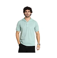 Campus Sutra Men's Sea Green Tactitle Spread-Polo T-Shirt