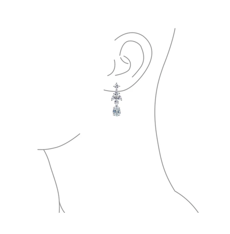 Bling Jewelry Cubic Zirconia Cz Cluster Leaf Marquise Teardrop Chandelier Earrings Silver Plated Brass