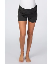 PinkBlush Black Ruched Side Maternity Lounge Shorts