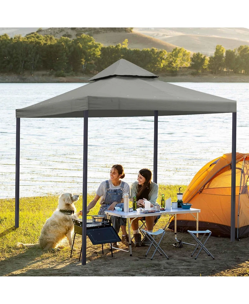 Yescom 10x10Ft UV30+ Gazebo Replacement Top for 2 Tier Outdoor Canopy Cover Patio Backyard Party Deck Gray