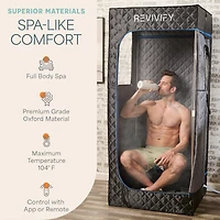 LifePro Revivify Mini Portable Sauna Box – Foldable Personal Steam Sauna Tent for Home Use with Adjustable Heat & Timer – Includes Chair