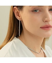 Sterling Silver Cherie Tennis Bracelet, Necklace & Drop Earrings Set