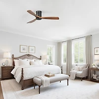 Sofucor 52" Flush Mount Wood Ceiling Fan Without Lights