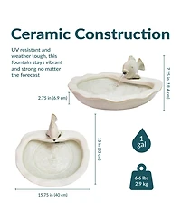 7"H Electric Glazed Ceramic Fish Outdoor Water Fountain