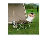 Naturehike, Outdoor Camping Recliner Chair with Side Table, Relaxing Folding Lounge Chair, Adjustable Tilt Chaise Lounge with Cup Holder, 600D Oxford