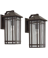 Kathy Ireland Sierra Craftsman 16 1/2" High Farmhouse Rustic Outdoor Wall Light Fixture Mount Set of 2 Oil Rubbed Bronze Finish
