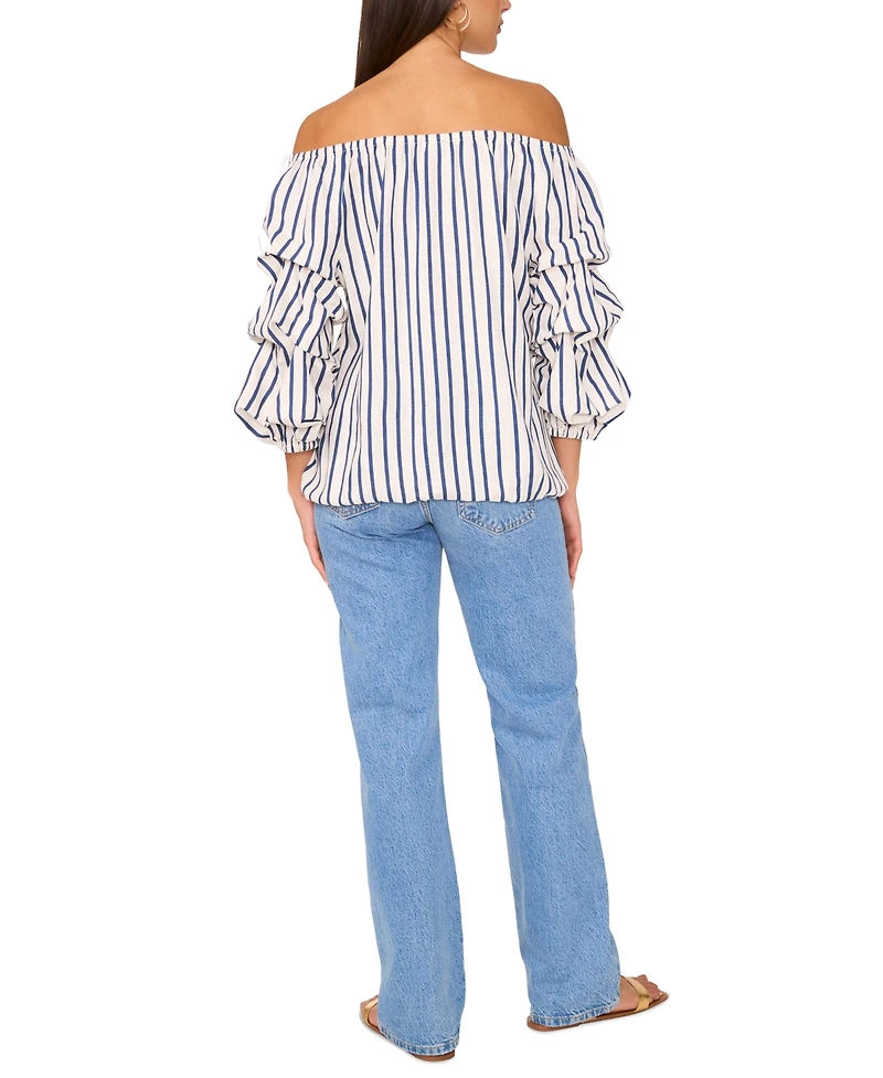 Vince Camuto Women's Striped Off-The-Shoulder Bubble-Sleeve Blouse