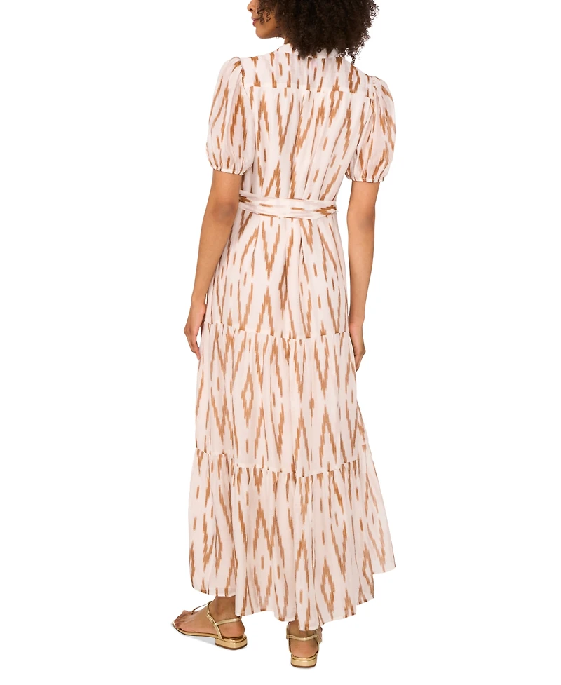 Vince Camuto Women's Printed Split-Neck Button Maxi Dress