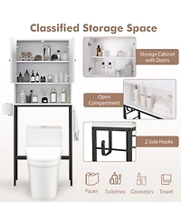 Over The Toilet Storage Cabinet with 2 Doors and Adjustable Shelf