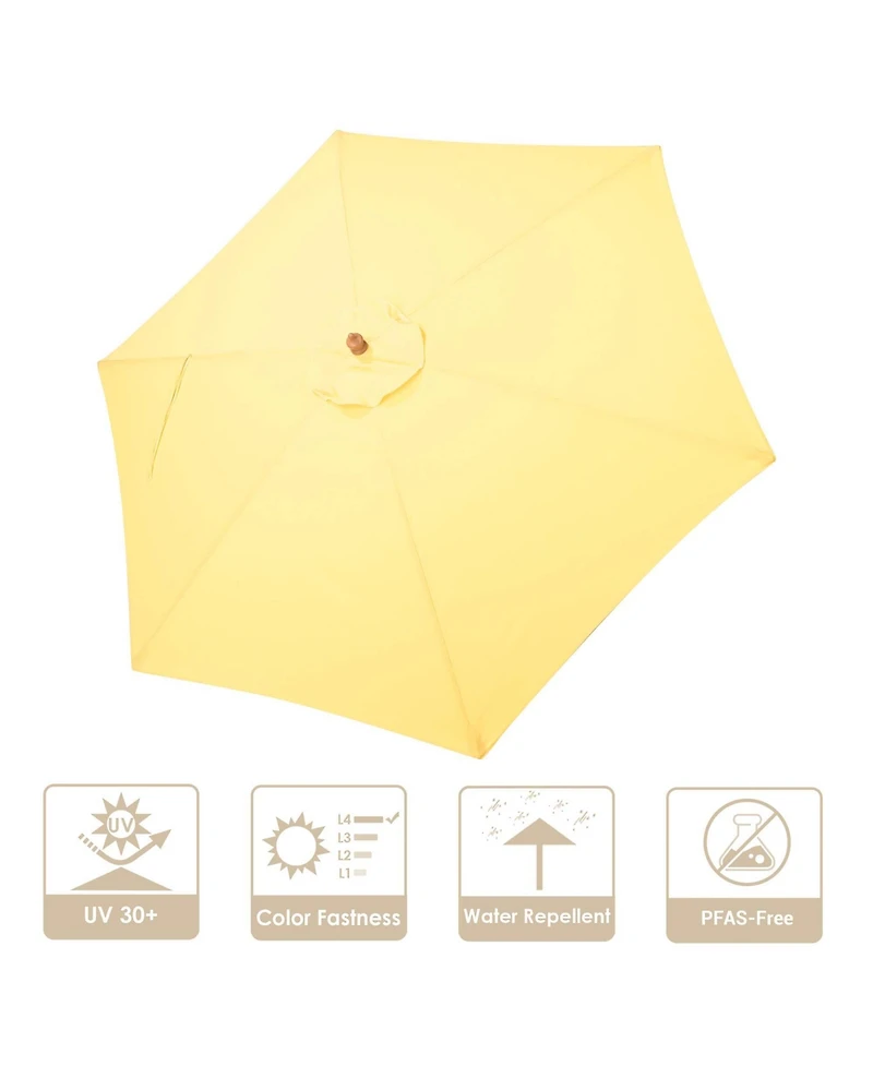 Yescom 9ft Outdoor Umbrella Replacement Canopy with 6 Ribs Market Table Top Sunshade Cover Garden Beach Balcony