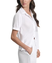 Dkny Jeans Petite Cuffed Short-Sleeve Shirt