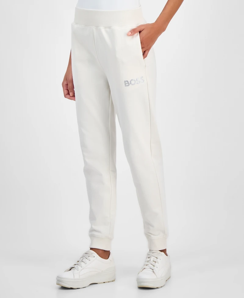 Boss Orange Women's Logo Ribbed-Trim Relaxed Sweatpants