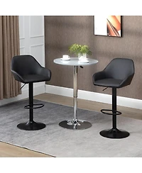 Set of 2 Adjustable Pu Leather Bar Stools with Swivel Seat, Backrest and Footrest for Kitchen-The Pop Home