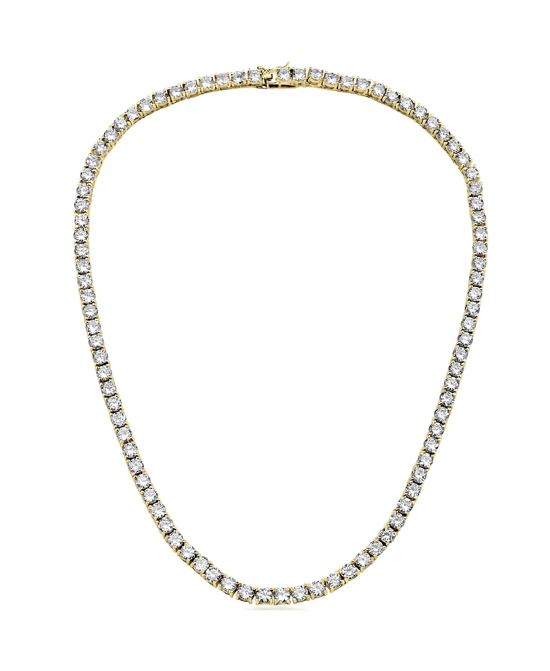Sterling Silver Clear Cubic Zirconia 4MM Tennis Necklace