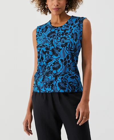 Ella Rafaella Petite Floral Print Cuffed Sleeveless Tank Top