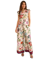 Vince Camuto Womens Floral Print Flutter Sleeve Top Wide Leg Pants