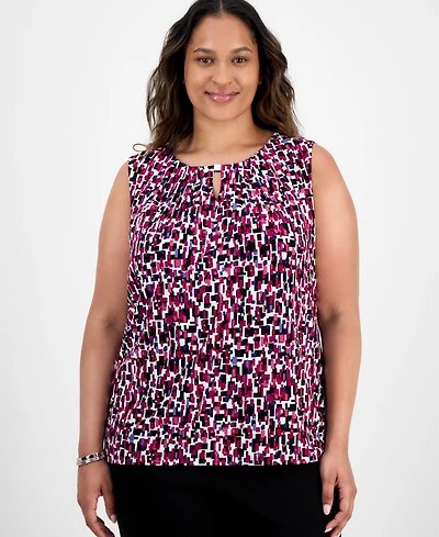 Kaspern Plus Chiclet-Print Sleeveless Top