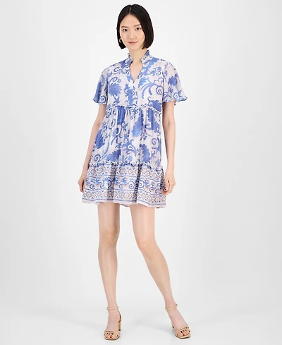 Sandra Darren Women's Printed Short-Sleeve Shift Dress