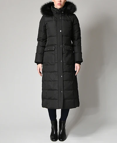 Lauren Ralph Women's Faux-Fur-Trim Maxi Puffer Coat