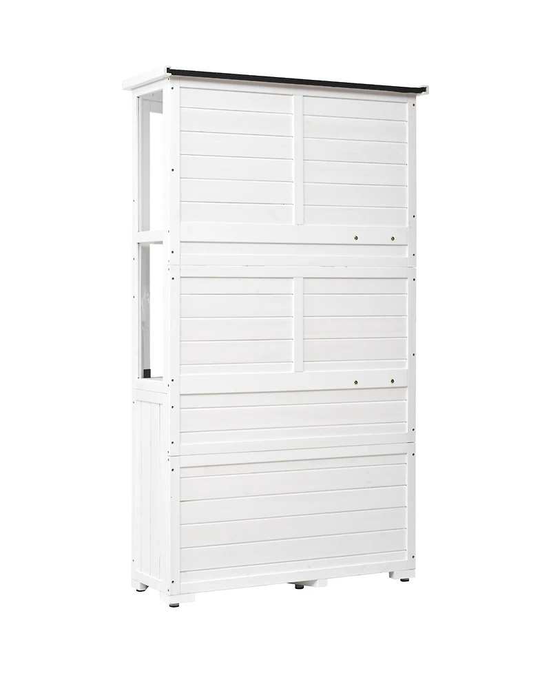 Outdoor Wood Storage Cabinet with Lockable Door