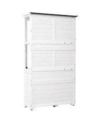 Outdoor Wood Storage Cabinet with Lockable Door