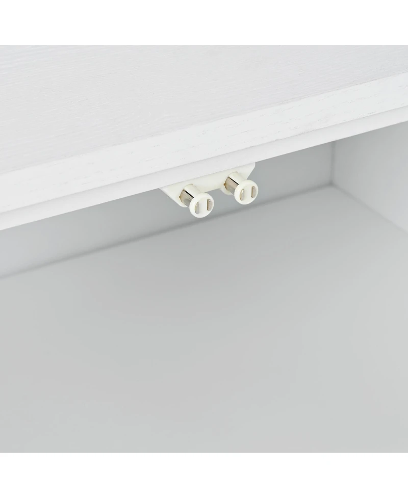 Carved 4-Door Sideboard - Handleless, Press-to-Open (White)