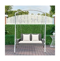 2-Person Patio Pe Wicker Hanging Porch Swing Bench Chair Cushion 800 Pounds