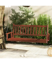 Gymax 5FT Wooden 3-Person Porch Swing Chair w/ Adjustable Galvanized Metal Chains