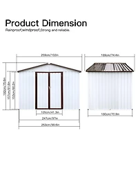 Metal garden sheds 6ftx8ft outdoor storage sheds white+offee